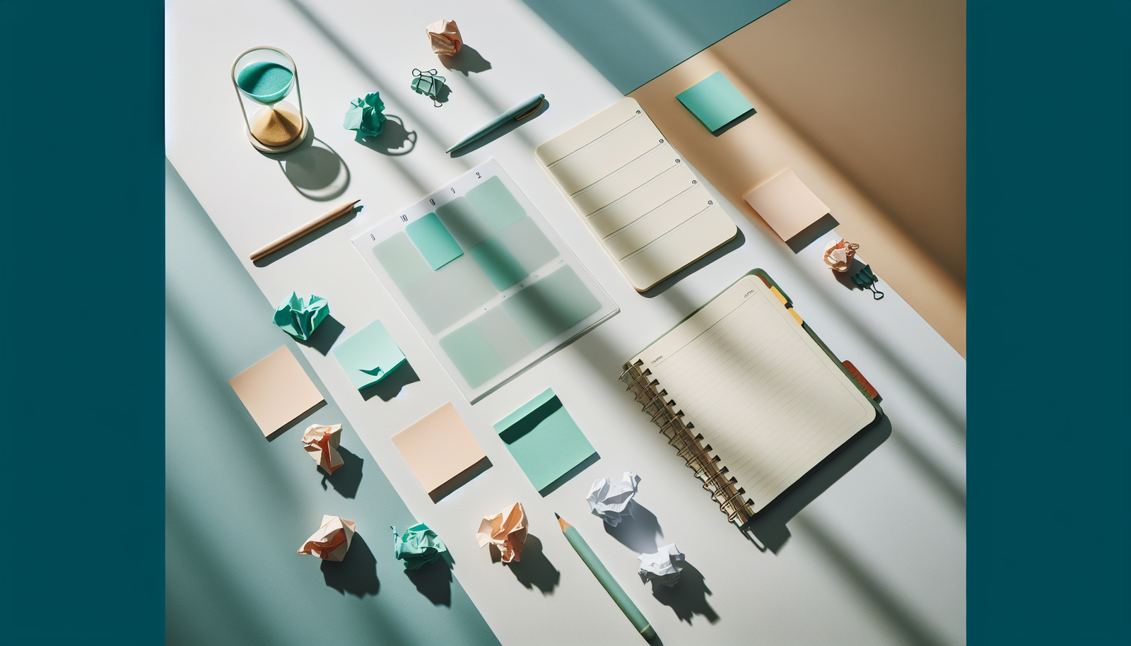 Mesa de trabalho desorganizada com tarefas acumuladas, representando o padrão de desorganização, procrastinação e esquecimento